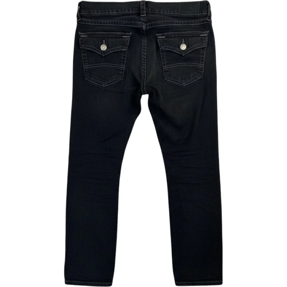 True Religion Ricky Relaxed Straight Jeans Men's 36 Black Flap Pocket Denim